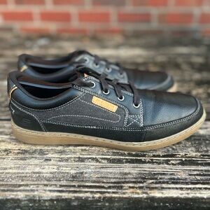 SKECHERS Mens Black LEATHER CLASSIC FIT Lace Up MEMORY FOAM WALKING SHOES Sz 8